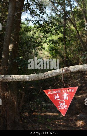 Ein Minenfeld Warnzeichen. Kinmen County, Taiwan Stockfoto