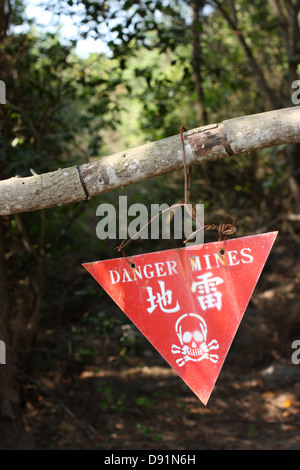 Ein Minenfeld Warnzeichen. Kinmen County, Taiwan Stockfoto