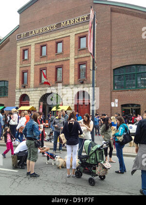 Toronto, Kanada, 8. Juni 2013. Hunde und Besitzer 10. Jubiläums Woofstock 2013 im freien Hundefest in der Front Street in St. Lawrence Market Nachbarschaft genießen. Bildnachweis: Elena Elisseeva/Alamy Live-Nachrichten Stockfoto