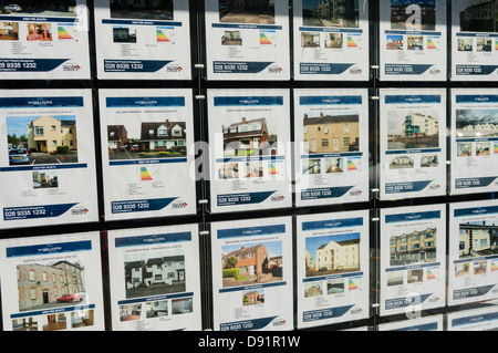 Immobilien zur Miete in das Fenster ein Immobilienmakler Stockfoto