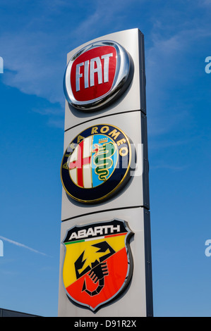 Fiat/Alfa Romeo/Abarth Schild ein Kfz-Händler Stockfoto