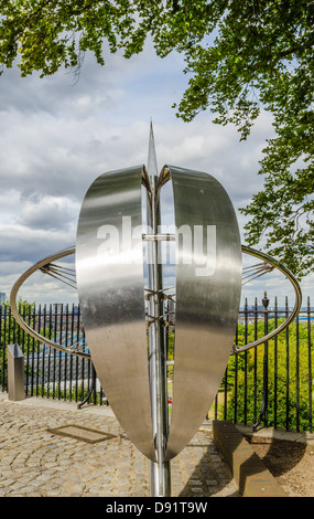 Skulptur auf dem Nullmeridian. Greenwich, London, England. Stockfoto