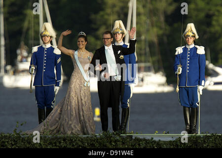 Stockholm, Spanien. 8. Juni 2013. Kronprinzessin Victoria von Schweden und Prinz Daniel von Schweden besucht das Bankett am Abend nach der Hochzeit von Prinzessin Madeleine von Schweden und Christopher O'Neill hosted by König Carl Gustaf und Königin Silvia auf Schloss Drottningholm am 8. Juni 2013 in Stockholm, Schweden. (Bild Kredit: Kredit: Jack Abuin/ZUMAPRESS.com/Alamy Live-Nachrichten) Stockfoto