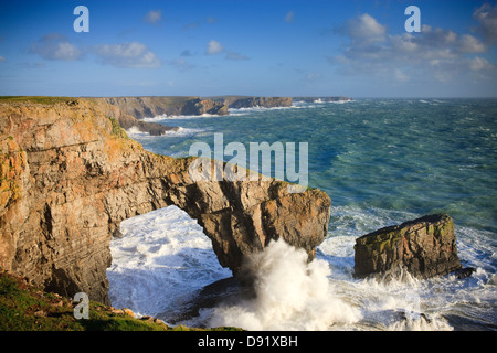 Grüne Brücke von Wales St Govans Landzunge Pembrokeshire Wales Stockfoto