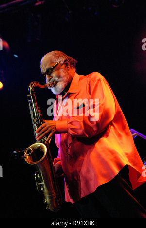 Amerikanische jazz-Saxophon Spieler Sonny Rollins Durchführung während Stockholm Jazz Festival Stockfoto