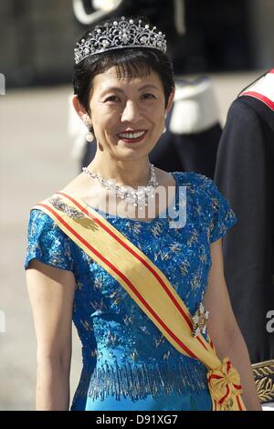 Stockholm, Spanien. 8. Juni 2013. Prinzessin Takamado von Japan besuchen die Hochzeit von Prinzessin Madeleine von Schweden und Christopher O'Neill hosted by König Carl Gustaf XIV und Königin Silvia am Königspalast am 8. Juni 2013 in Stockholm, Schweden. (Bild Kredit: Kredit: Jack Abuin/ZUMAPRESS.com/Alamy Live-Nachrichten) Stockfoto