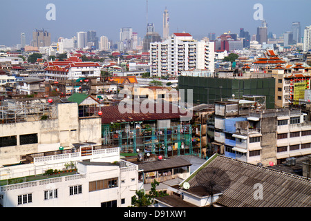 Bangkok Thailand, Thai, Samphanthawong, Chinatown, Luftaufnahme von oben, Aussicht, Gebäude, Stadt, Skyline Stadtbild, Besucher reisen t Stockfoto