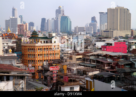 Bangkok Thailand, Thai, Samphanthawong, Chinatown, Luftaufnahme von oben, Aussicht, Gebäude, Stadt, Skyline der Stadt, Wolkenkratzer, Thai130209105 Stockfoto