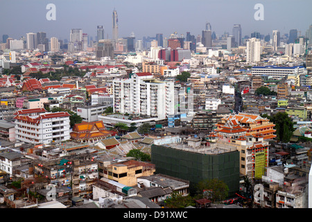 Bangkok Thailand, Thai, Samphanthawong, Chinatown, Luftaufnahme von oben, Aussicht, Gebäude, Stadt, Skyline der Stadt, Thai130209108 Stockfoto