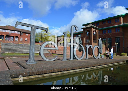 Thomas Telford Statue, Civic Square, Telford, Shropshire, England, Vereinigtes Königreich Stockfoto