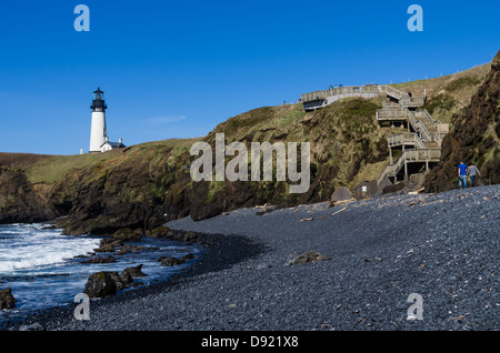 Newport Oregon USA. Yaquina Head Leuchtturm Yaquina Head herausragende Naturlandschaft inmitten Stockfoto