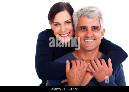gerne älteres Paar auf weißem Hintergrund Stockfoto