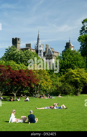 Bute Park, Cardiff, Wales, Cardiff Castle. Stockfoto