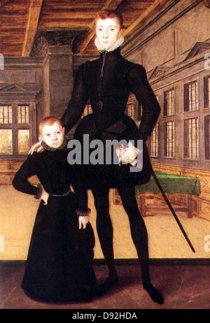 Henry Stuart, Lord Darnley von 17 Jahren mit Bruder Lord Charles Stuart 6 Jahre Stockfoto