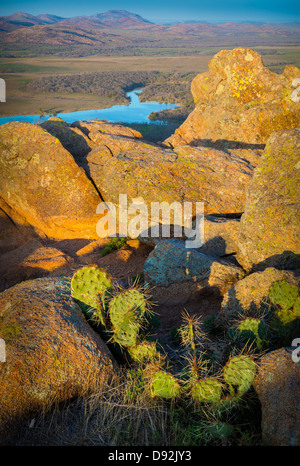 Blick vom Elk Mountain in Wichita Mountains Wildlife Refuge, Oklahoma Stockfoto