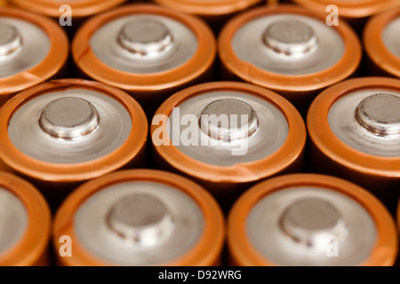 Reihen von Batterien gesehen von oben, full frame Stockfoto