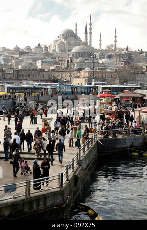 Ansicht der Süleymaniye-Moschee von Galata-Brücke, Istanbul, Türkei Stockfoto