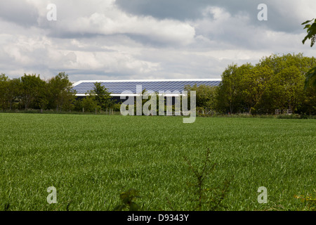 Solar-Panels auf großen Bauernhof Gebäude Hampshire UK Stockfoto