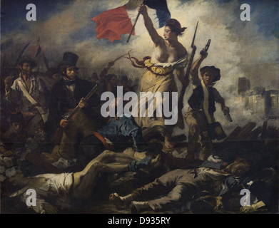 Eugène Delacroix Le 28 Juillet, La Liberté guidant le Peuple - am 28. Juli Freiheit führen die Menschen 1831 XIX th Jahrhundert Französisch Stockfoto