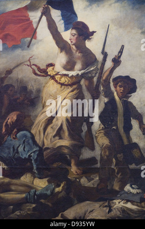 Eugène Delacroix Le 28 Juillet, La Liberté guidant le Peuple - am 28. Juli Freiheit führt das Volk Einzelhandel 1831 XIX th Jahrhundert Stockfoto