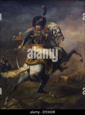 Théodore Géricault Hausdienstes de Chasseur À Cheval De La Garde Impériale Chargeant - Offizier der kaiserlichen Garde laden mit h Stockfoto