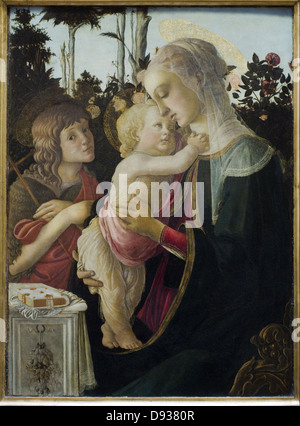 Alesandro Filipepi aka Botticelli die Jungfrau und das Kind mit dem jungen Jean-Baptiste 1470 XV th Jahrhundert Italienischschule Öl auf Stockfoto