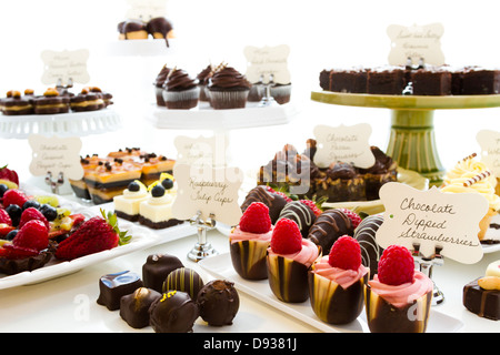 Dessert-Bar mit verschiedenen Pralinen. Stockfoto