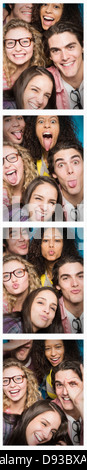 Photobooth-Streifen von Freunden zusammen posieren Stockfoto
