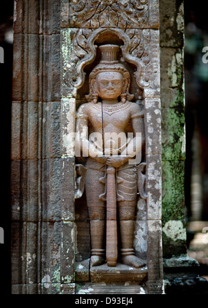 Statue Wachen Tempel Wat Phu Champasak, Laos Stockfoto