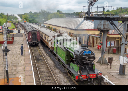 Hunslet 0-6-0 Tenderlok Kriegsministerium, gebaut im Jahre 1944 gebaut auf der North British Locomotive arbeitet im Jahre 1921 Ramsbottom Bahnhof Stockfoto