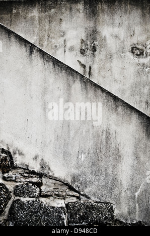 Fassade mit unterschiedlichen Texturen auf der Außenseite des Gebäudes Stockfoto