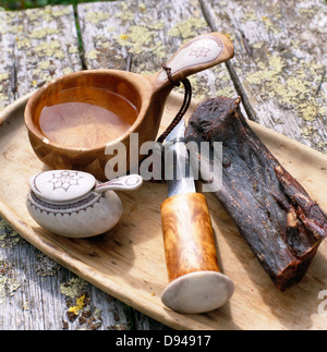 Lappländische Handwerksprodukte, Lappland, Schweden. Stockfoto