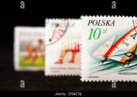 Sport-Briefmarken in Studioumgebung Polnisch Stockfoto