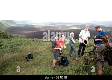 Wandern den Vulkan Sierra Negra auf Isabela Island, Galapagos-Archipel. Stockfoto