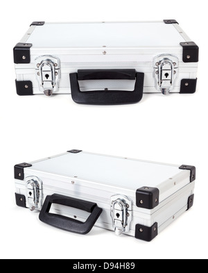 zwei silberne Fällen isoliert auf weiss geschlossen Stockfoto