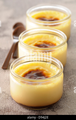 Nahaufnahme der Creme Caramel Stockfoto