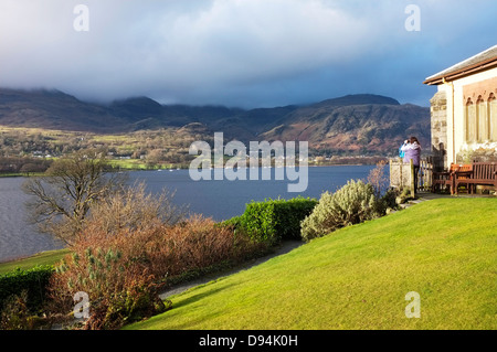 Brantwood, das Haus von John Ruskin, mit Blick auf See Coniston Stockfoto