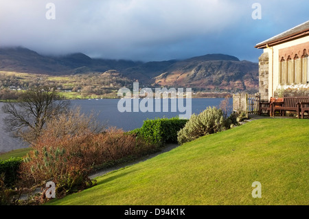 Brantwood, das Haus von John Ruskin, mit Blick auf See Coniston Stockfoto