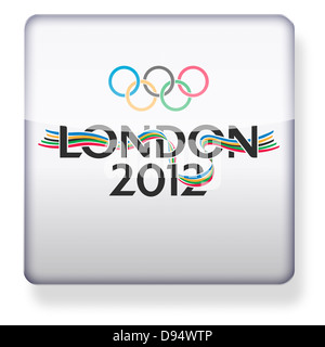 Olympischen Spiele in London 2012 Logo als ein app-Symbol. Clipping-Pfad enthalten. Stockfoto