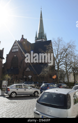 Blick auf eine Kirche in Rostock (Deutschland Stockfoto, Bild