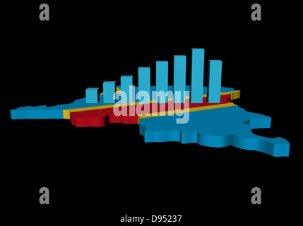 Demokratische Republik Kongo Landkarte Flagge Illustration Grafik Stockfoto