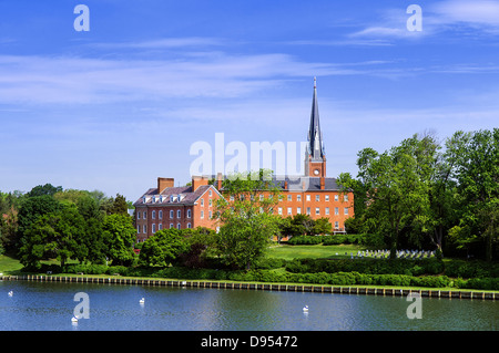 Historische Charles Carroll House und St. Marien Kirche, Annapolis, Maryland, USA Stockfoto