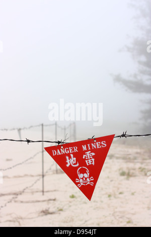 Ein Minenfeld Warnzeichen. Kinmen County, Taiwan Stockfoto