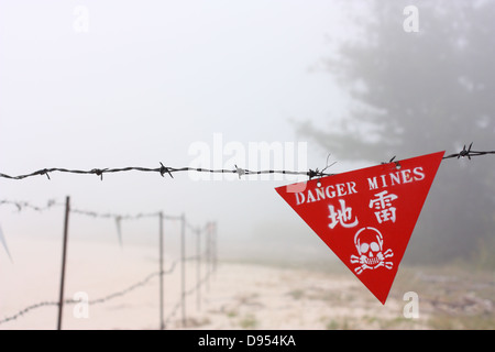 Ein Minenfeld Warnzeichen. Kinmen County, Taiwan Stockfoto