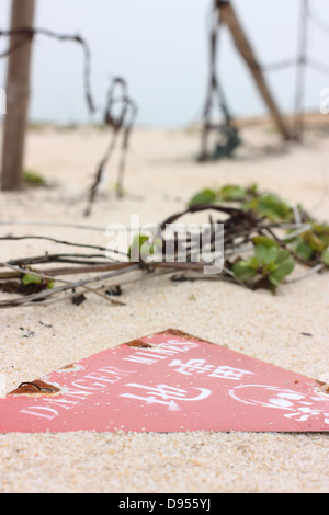 Ein Minenfeld Warnzeichen. Kinmen County, Taiwan Stockfoto