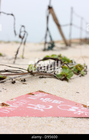 Ein Minenfeld Warnzeichen. Kinmen County, Taiwan Stockfoto