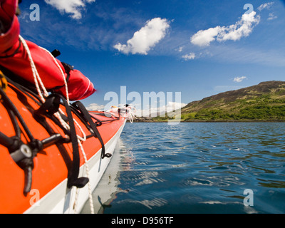 Kajakfahren auf dem Loch Teacuis an der Westküste von Schottland Stockfoto