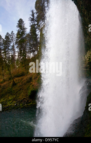 Unteren Süden fällt auf South Fork des Silver Creek in Silver Falls State Park von Trail zehn fällt hinter den Wasserfällen vorbei Stockfoto