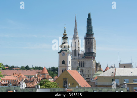 Skyline, Blick aus Oberstadt, Zagreb, Kroatien, Europa Stockfoto