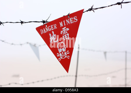 Ein Minenfeld Warnzeichen. Kinmen County, Taiwan Stockfoto